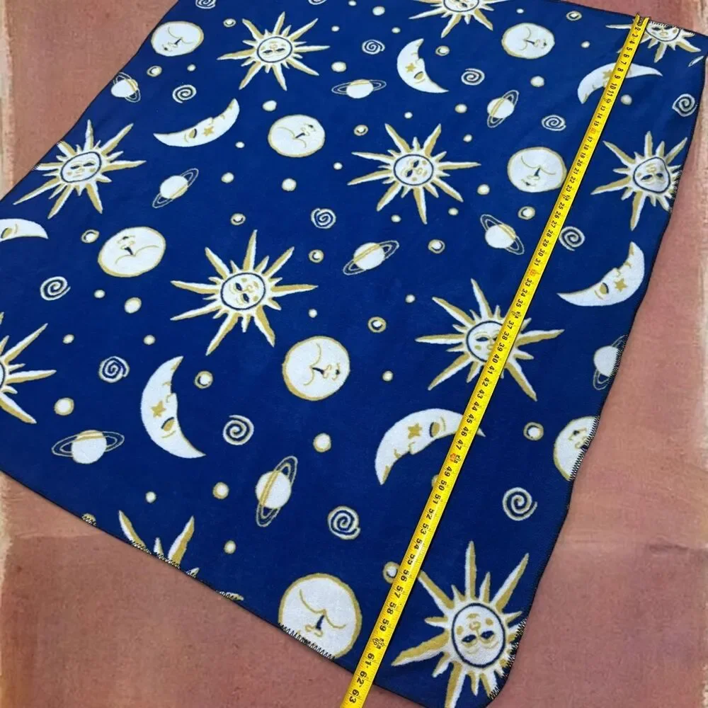 Whimsigoth Boho Astrology Zodiac Fleece Space Astronomy Throw Blanket Sun Moon
